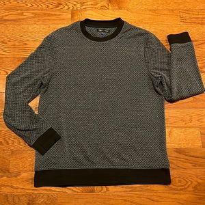 Vince Camuto Blue Diamond Pattern Crew Neck Pullover Sweater Top, Men's L